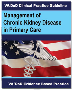 Image of the cover of the VA/DoD Clinical Practice Guideline Management of Chronic Kidney Disease in Primary Care