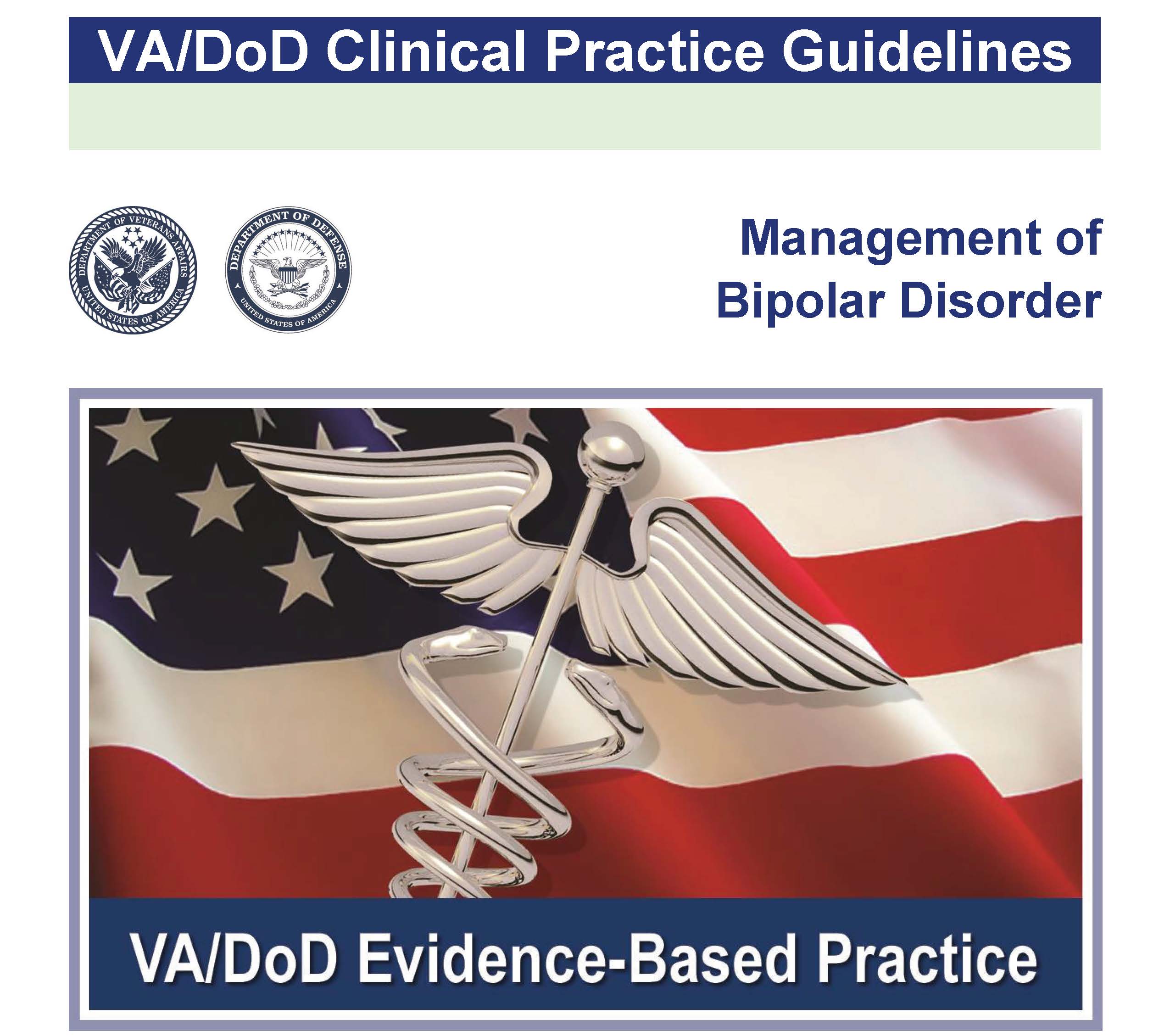 Image of the cover of the VA/DoD Clinical Practice Guideline Management of Bipolar Disorder