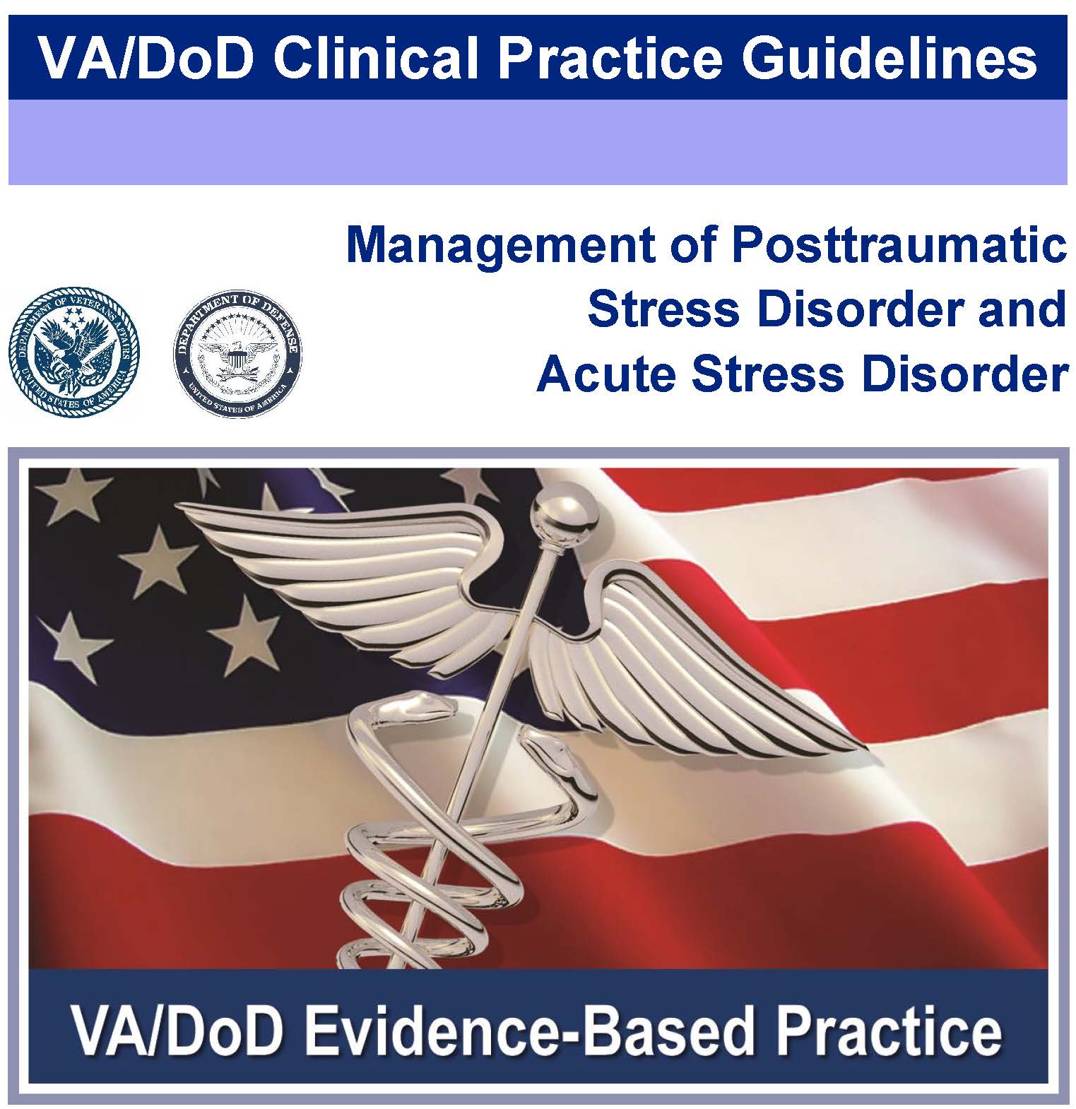 Image of the cover of the VA/DOD Clinical Practice Guideline Management of Post-Traumatic Stress